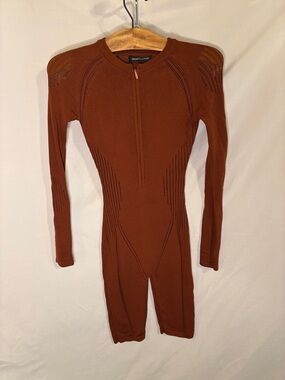 Mara Hoffman Rust Knit Long-Sleeve Jumpsuit